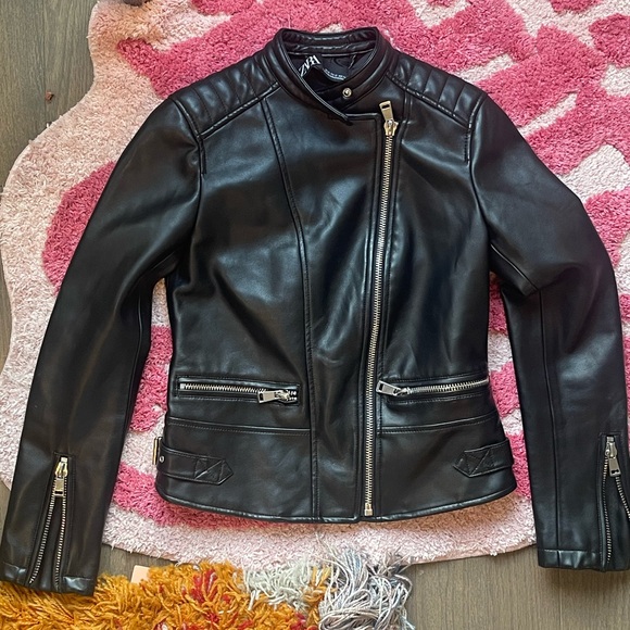 Zara leather biker jacket XS - Picture 1 of 4